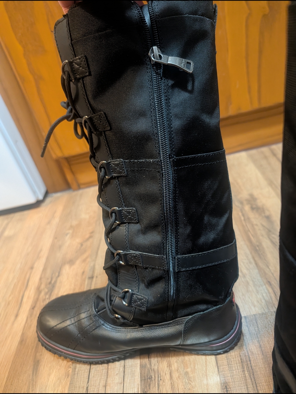 Pajar Black Women's Lace-Up Winter Boots with Red Trim - Picture 3 of 12